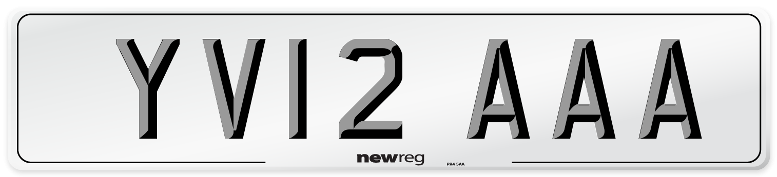 YV12 AAA Number Plate from New Reg